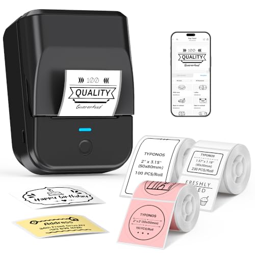 TYPONOS PM240 Label Maker Machine with 3 Tapes, Label Printer Black, Set 1 | 2''...