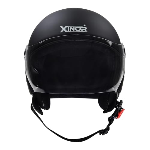 Image of Buff Open Face Motorcycle Helmet for Men & Women | ISI Certified is 4151 | Lightweight Helmet with Clear Visor & Adjustable Strap | Medium