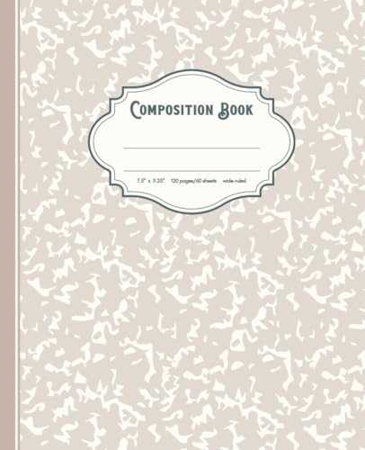 Marble Composition Notebook: Cute Pastel Aesthetic | Beige | Cream Wide-Ruled Paper | 120 Pages (60 Sheets) | 7.5