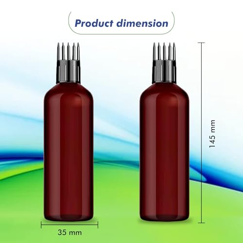 Image of Amber PET Applicator Bottles Pack of 2 - 100 ml Empty Refillable Squeeze Bottles with Comb Tip for Hair Oil, Hair Dye, Shampoo & DIY Cosmetic Storage