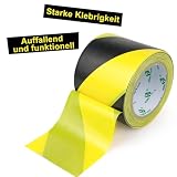 BOMEI PACK Warnklebeband Gelb Schwarz Warnband Gefahr Warnung PVC Für Bodenkennzeichnungen 33m (100mmx33m)