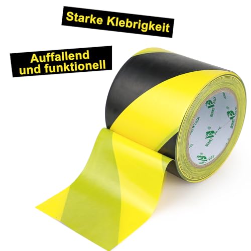 BOMEI PACK Warnklebeband Gelb Schwarz Warnband Gefahr Warnung PVC Für Bodenkennzeichnungen 33m (100mmx33m)