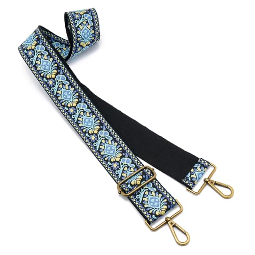 Image of ZOOEASS Bronze Buckles Purse Strap, 2 inch Wide Crossbody Handbag Strap Adjustable Replacement Shoulder Strap Vintage Embroidery