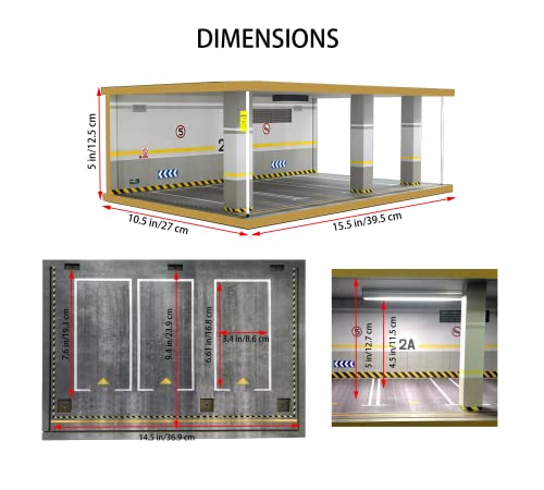 Image of Lego Cars Speed Champions Display Case with Acrylic Cover and LED Lighting for 1 /24 Scale Diecast Cars, 3 Parking Spaces (Route 66)
