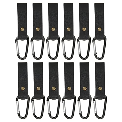 Syuanmuer 12 Stück Leder-Wandhaken, Pu-Leder-Vorhangstangenhalter, Handtuchhalter, 5 kg Last, Wandbehang, Riemen für Handtuch, Badezimmer, Küche(Schwarz) Cover