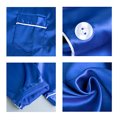 Image of Pajamas Kid Unisex Pjs Set Girls Boys Silk Pajamas Set Satin Long Sleeve 2 Piece Clasic Sleepwear for 2-12 Years Todder
