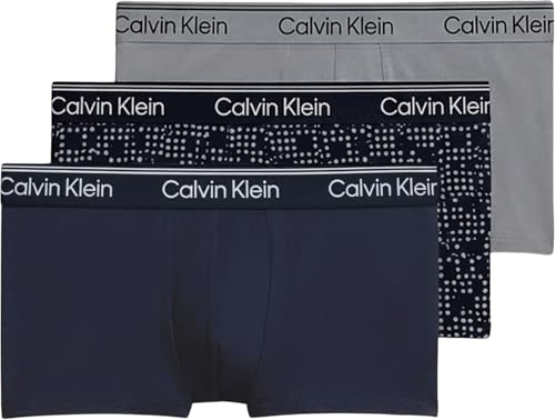 Calvin Klein Men Low Rise Trunk 3PK Blue (Shoreline/Cut Circles Shoreline/Mis) XS