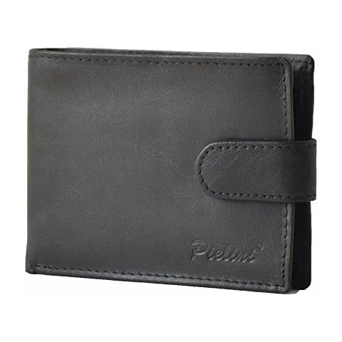 Pielini Cartera de Piel 004 (Negro) con 3 Compartimentos Cover