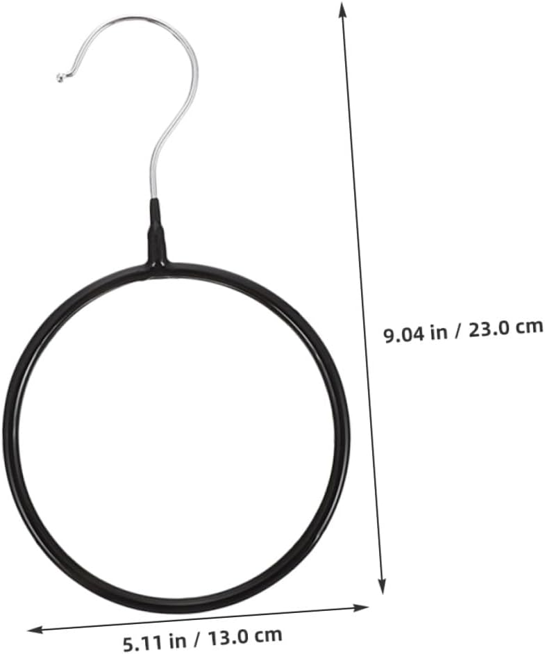 10pcs Scarf Tie Hangers Multi-Functional Iron Wire Scarf Organizer Rings with Plastic Coating Black Large Size for Closet Storage and Belt Display