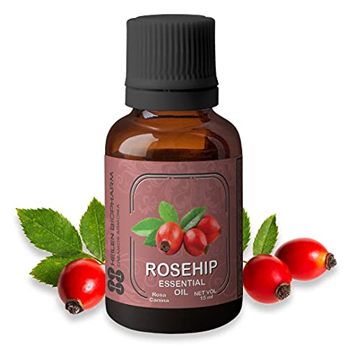 Image of Heilen Biopharm Rosehip Essential Oil - 15 mL Per Bottle Pack of 1,For Skin Rejuvenation Nourishment & Overall Well Being (Rosa canina)
