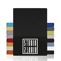 STUDIO Basic Spannbettlaken 160x200cm – Jersey-Spannbetttuch aus 100 % gekämmter Baumwolle – Anthrazit – Öko-Tex Zertifiziert, bügelfrei & elastisch – für Matratzen 15–25 cm – Ansicht 1