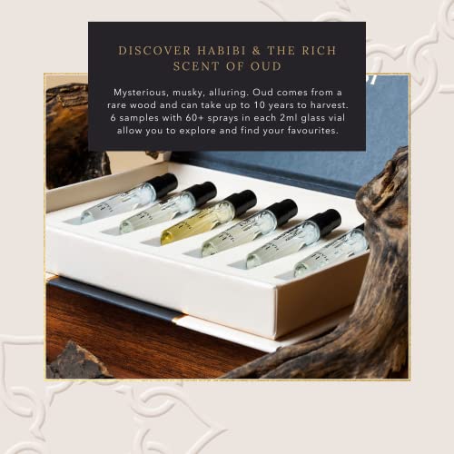 H Habibi Discovery Oud Perfume For Women & Men Sample Set - Travel Size Oud-Based Men's & Women's Fragrances - Luxury Scents Developed By Master Perfumers - 6 X 2Ml Mini Perfumes For Men & Women #TOP2