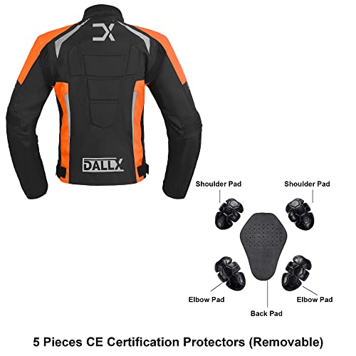 Dallx Waterproof Textile Motorcycle Riding Jacket For Men Dualsport Enduro With Ce Armored Waterproof All Session Jacket (Black Orange, 2X-Large) #TOP3