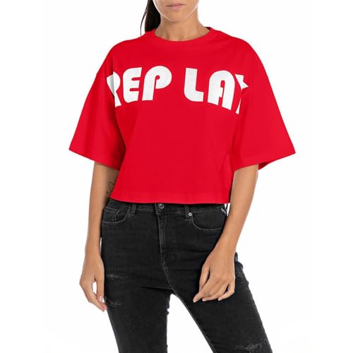 T-Shirt Femme Replay en coton col rond à manches courtes de style décontracté