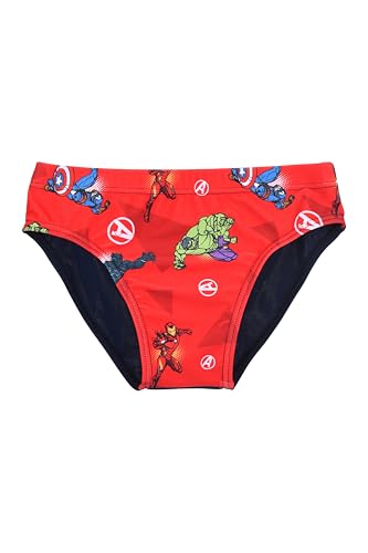 Marvel Avengers Slip Baño para Niño, Bañador Diseño Hulk Iron Man y Capitan America Shorts de Baño Bañador Infantil, Talla 8 Años | Rojo