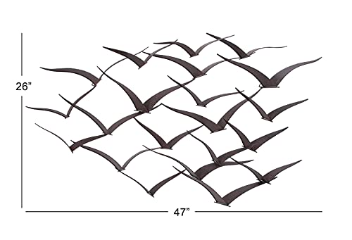 Deco 79 Metal Bird Sleek Flying Flock Of Wall Decor, 47" X 4" X 26", Black #TOP2