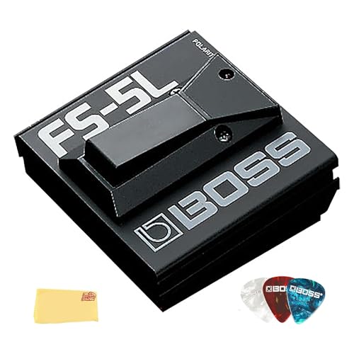 Boss FS-5L Latching Footswitch Bundle with Picks and Austin Bazaar Polishing Cloth