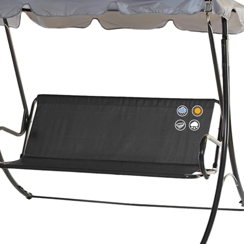 Porch Swing Replacement Seat Heavy-Duty Waterproof Replacement Swing Seat Cover for Outdoor Patio Garden Swing 3 Seater 58.3x19.7x19.7 350lbs Capacity Black