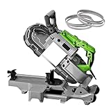 Tragbare Metallbandsäge, 1100 W Metall-Kaltschnitt-Bandsäge, Doppelschalter und LED-Licht, 0–45...