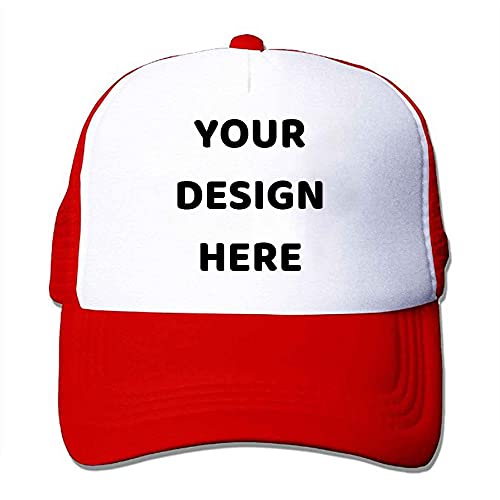 Progettazione personalizzata personalizzata Il tuo logo Cappello da camionista unisex Cappello da baseball personalizzato in maglia, Rosso, M