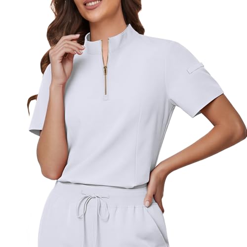 Gargey Scrubs for Women - Zip Front Top & Flare Pant Stretch Nursing Women’s Scrubs Set Medical Uniform - image 4