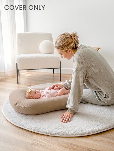 Image of Termichy Baby Lounger Cover Muslin: Soft Cotton Slipcover for Snuggle Me Lounger - Removable & Machine Washable for Daily Use - Zipper-Free & Skin-Friendly for Newborn Girls and Boys