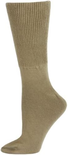 Peach Couture Physicianโs Choice Women's Tan Diabetic Crew Socks 3Pack Size 9-11