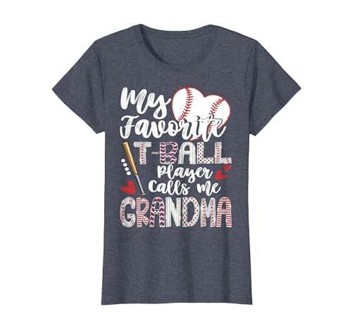 My Favourite T-Ball Player Calls me Grandma of Baller T-Shirt, Women, Heather Blue, 3X-Large
