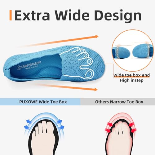 Puxowe Women's Casual Slip on Walking Shoes-Lightweight Knit Loafer3