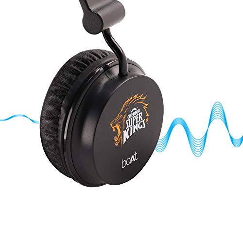 Image of boAt Rockerz 400 Chennai Super Kings Edition Bluetooth Headphone with Super Extra Bass, Up to 8H Playtime, Dual Connectivity Modes, Foldable Earcups and Lightweight Design (Black)