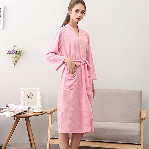 XTQDM Camisón, Amantes Verano Suck Water Kimono Albornoz Mujeres Hombres Tallas Grandes Albornoz Sexy Waffle Bata para Hombre Batas de salón Hombre M Rosa