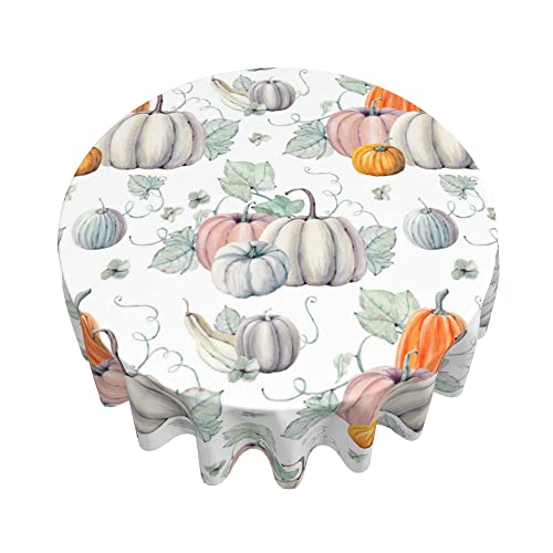 Sunshineyan Thanksgiving Fall Round Tablecloth 60 Inch, Autumn Harvest Pumpkin Tablecloths Stain Resistance Polyester Table Cloth For Holiday Parties Kitchen Dining Indoor Outdoor #TOP2