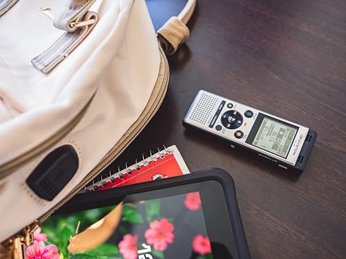 OM System WS-882 Digital Voice Recorder with PCM/MP3 Linear Recording Formats, Direct USB, 4GB Playback Speed and Volume Adjustment, File Index, Clear Files