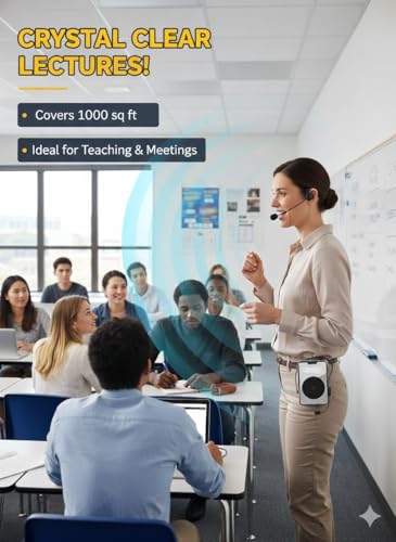 Image of Cason Wireless Voice Amplifier for Teachers with Mic for Teaching in Classroom with FM Radio & Magnetic Lavalier,16H Battery, Bluetooth Collar Mic with Speaker for Tour Guides, Meetings