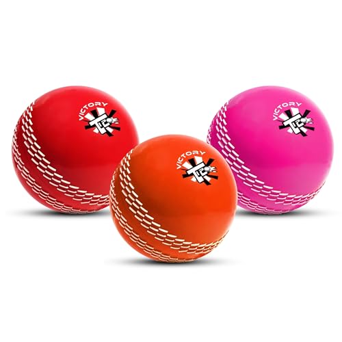 Image of Victory T-20 Synthetic Cricket Ball Match Practice Training | Practice Cricket Ball | Wind Balls | Swing Ball | Indoor & Outdoor Street & Beach Cricket (T-20 Multicolor)
