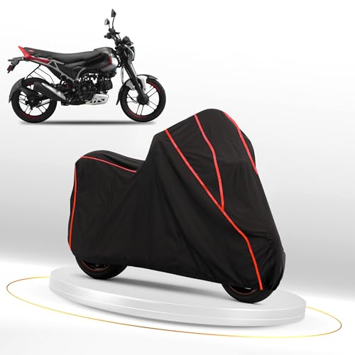 Image of Waterproof Bike Cover for Bajaj Freedom 125 | Dustproof, UV Heat Resistant & Windproof with Full Bottom Elastic, Heavy Duty Triple Stitched - Black Polyester