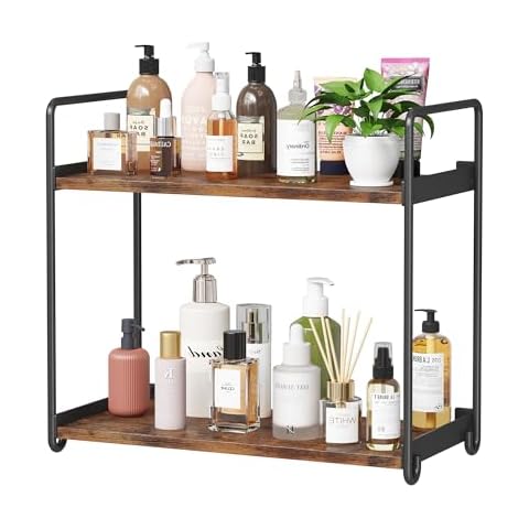 Homeiju Multi-Purpose Bathroom Counter Organizer, 2-Tier Wall-Mounted Storage Organizer Shelf for Bathroom, Vanity, Kitchen, Bedroom Cover