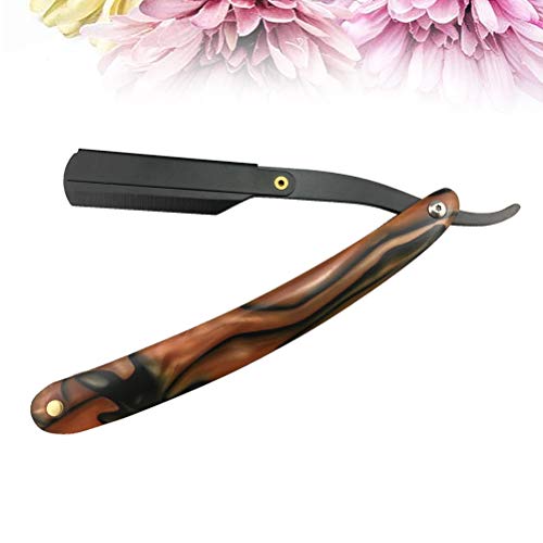 Beaupretty Wooden Handle Black Razor Chic Straight Barber Steel Razors Shaving Knife Folding Men Vintage Straight Metal Hair Shaper Barber Razor Without Blade For Home Salon #TOP1