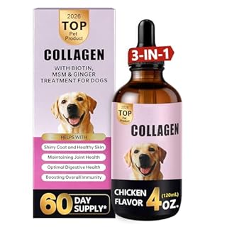 Collagen for Dogs,4Fl Oz（120ml） Add Probiotics,Reduce Dog Hair Loss and Increase Hair Brightness,Contains hyaluronic Acid and 3 proteins,Enhance Joint Supportand Mobility,Canadian NN Certification