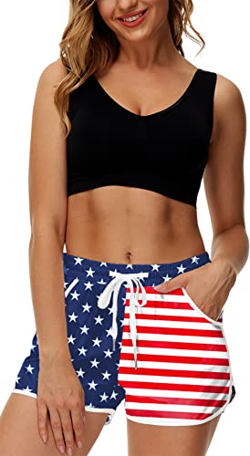 July 4Th Board Shorts For Women Stars And Sripes Print Novelty Patriotic American Flag Shorts Casual Summer Shorts M #TOP1