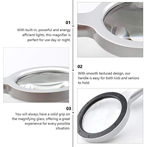 CLISPEED 12 Handheld Grande Lupa Lupa Com Luz LED Lupa Iluminada para A Degeneração Macular Idosos L