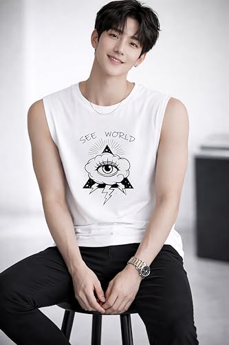 Image of JUGULAR Tank Tops Sleeveless T-Shirt for Men Gym Wear Vest Printed Stylish Round Neck Running for Sports Workout Fitness & Casual or Beach Wear