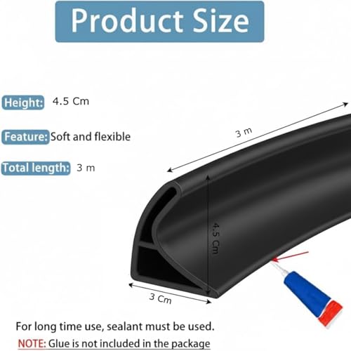 Image of Hukimoyo 3M Water Stopper for Kitchen Slab Bathroom with Glue Water Dam Barrier Strip Silicone Kitchen Sink Water Splash Guard Self-Adhesive Water Blocking Shower Bathroom Dry and Wet Area Separator