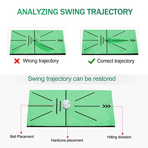 Newcare Golf Hitting Mat,3-In-1 Foldable Grass Mat- Practice Tri-Turf Chipping Swing Detection Aid Batting Mat Golf Mat For Backyard,Portable Hitting Driving Golf Training #TOP2