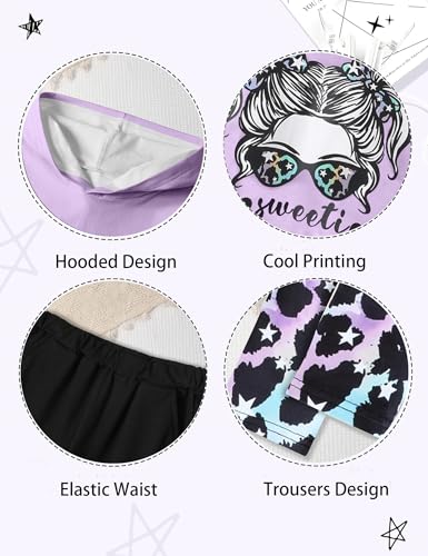 Image of Girls Fall Outfits Sweetie-girl Hoodie and Camo Pants Size 6-16 | Curved Hem Design,Skin-friendly Cotton Blend,for Daily School Playdates,Fall&Winter,Easy On & Off Pullover