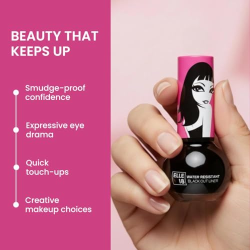 Image of Elle 18 Water Resistant Black Out Eye Liner|| Black|| 5 ml
