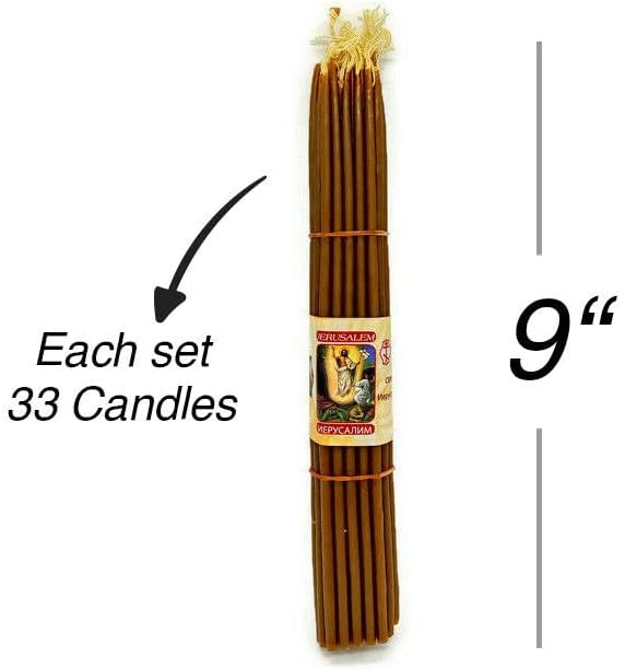 Miniatura 5 de Velas de cera de abejas Tierra Santa Iglesia de Jerusalén Sepulcro 33 Vela de cera bendita Jesús, marrón