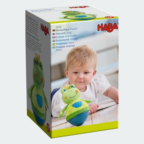 3. Bild von HABA Stehauffigur Frosch – Baby- und Kleinkindspielzeug ab 6 Monaten – Motorikspielzeug aus Velours mit Wackel- & Klingeleffekt – 1005859001