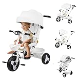 【BOUCLE DE DIRECTION】：Avec notre tricycle pour enfants, les parents peuvent prendre encore plus facilement la direction. Système de direction intégré pour un contrôle direct des roues avant. L'arceau de sécurité sur le siège et la barre de poussée peuvent être démontés pour adapter le tricycle aux besoins de l'enfant en pleine croissance.