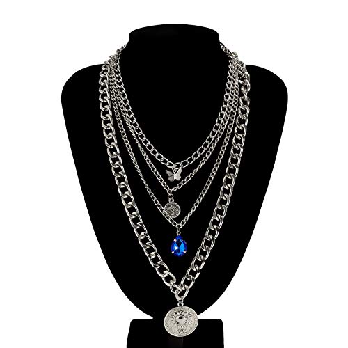 Colar com pingente fashion JENPECH com strass em corrente de clavícula, 4 peças de colares femininos